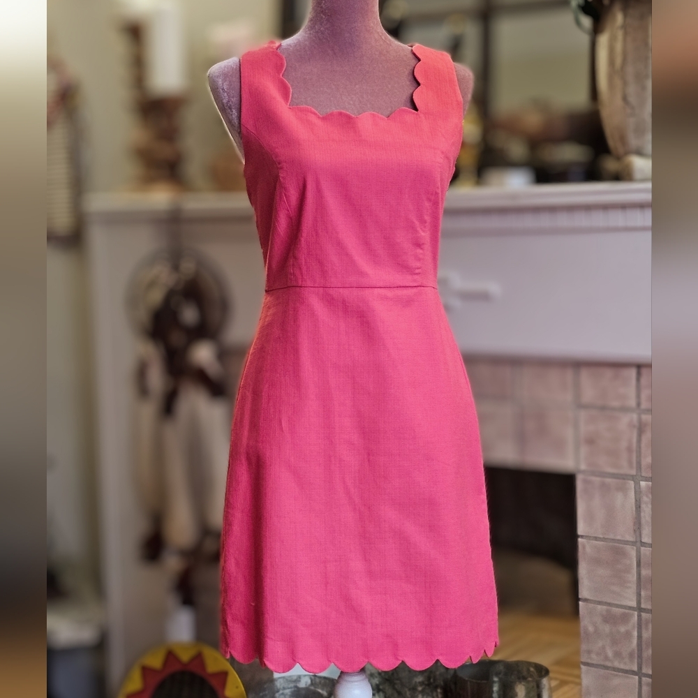 J Crew Scalloped Square Neck Sheath Dress. Size 4